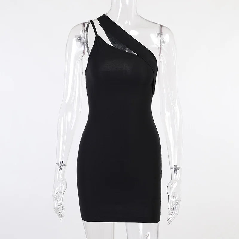 Women sexy hollow oblique shoulder dress