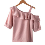 Women's One-Shoulder Ruffles Shirt