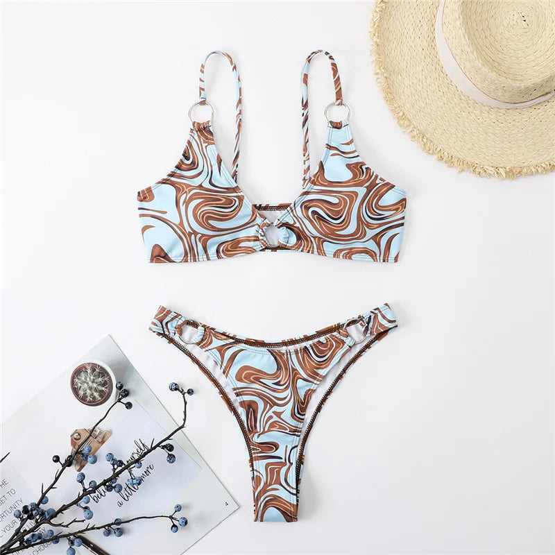 Sexy Brazilian Bikini Print Swimwear