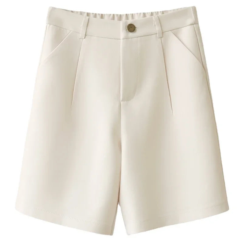 Women's Thin Beige Suit Shorts