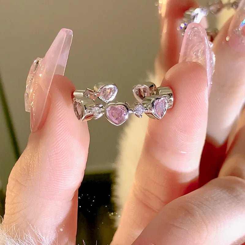 Pink Love Heart Rings