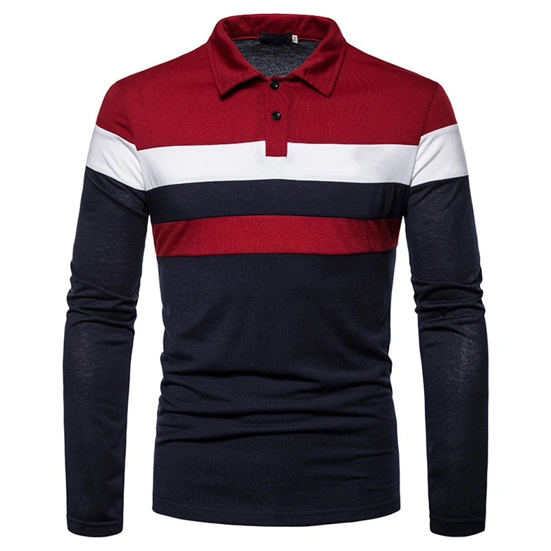 Fashion Men Long Sleeve Polo Shirt