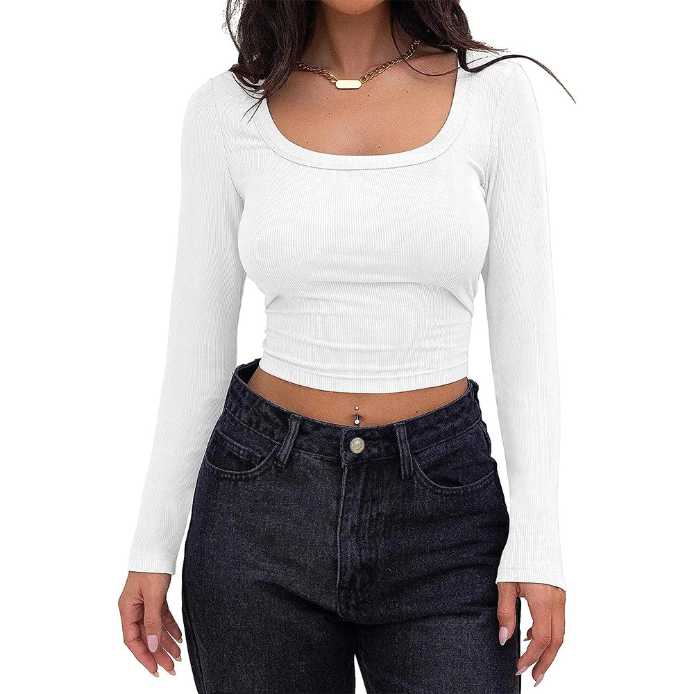 Women's Long Sleeve Crop Top T-Shirt