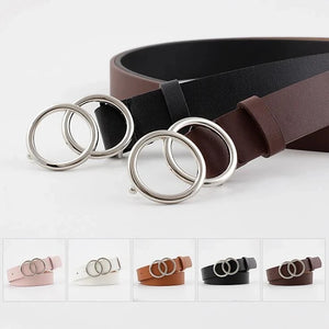 Double Ring PU Leather Waist belt